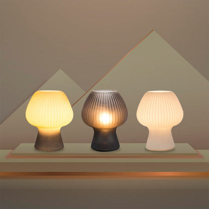 Ribbed Glass Mushroom Bedside Lamp